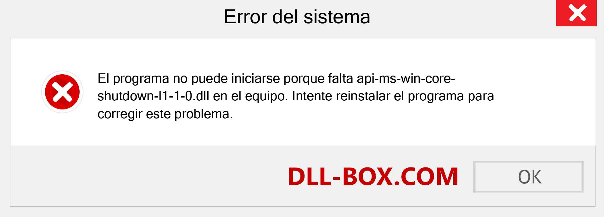 ¿Falta el archivo api-ms-win-core-shutdown-l1-1-0.dll ?. Descargar para Windows 7, 8, 10 - Corregir api-ms-win-core-shutdown-l1-1-0 dll Missing Error en Windows, fotos, imágenes